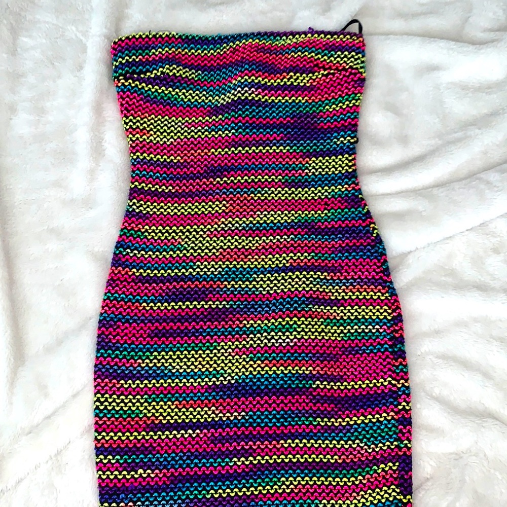 Neon rainbow bodycon dress